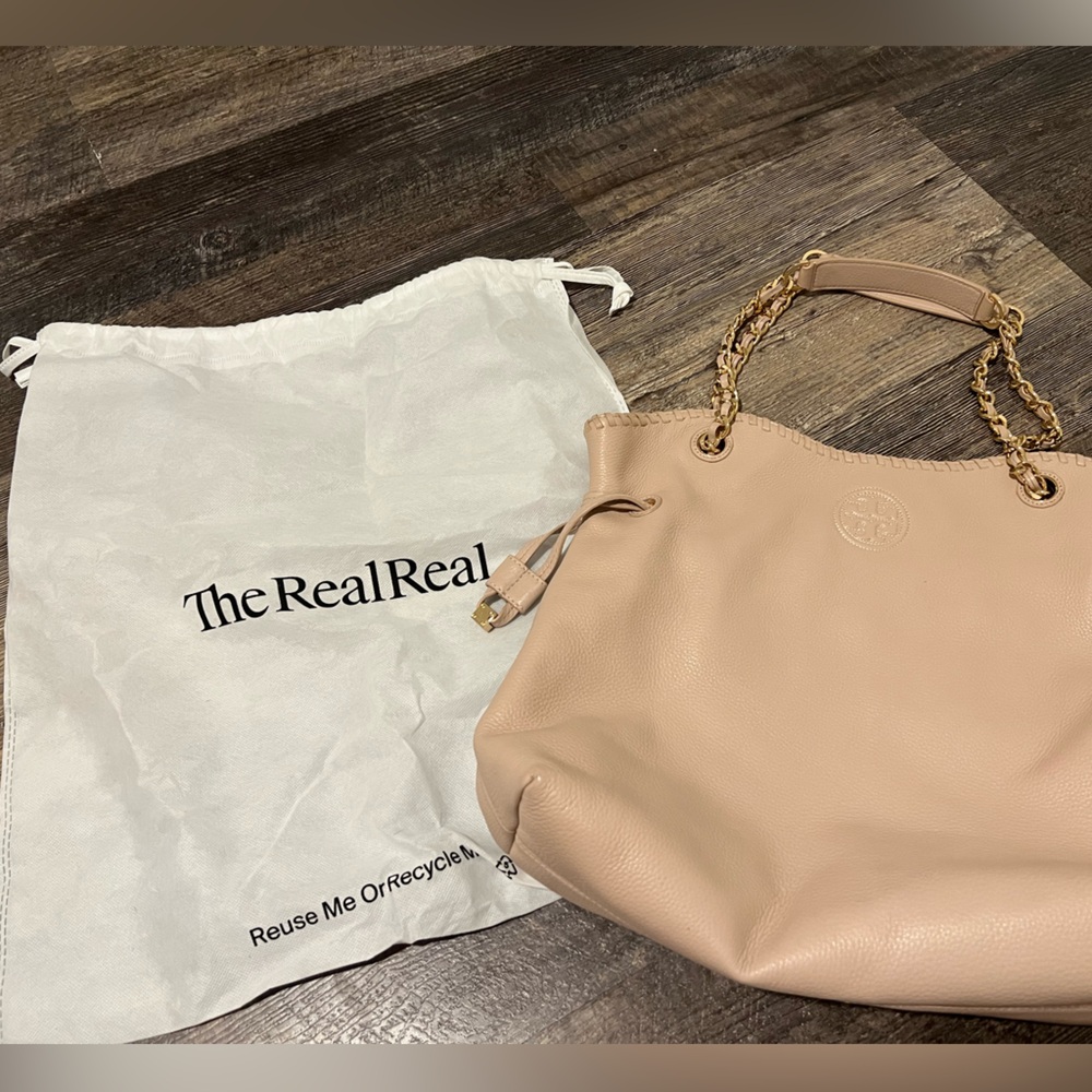 Tory Burch Tan/pink Leather Tote Bag